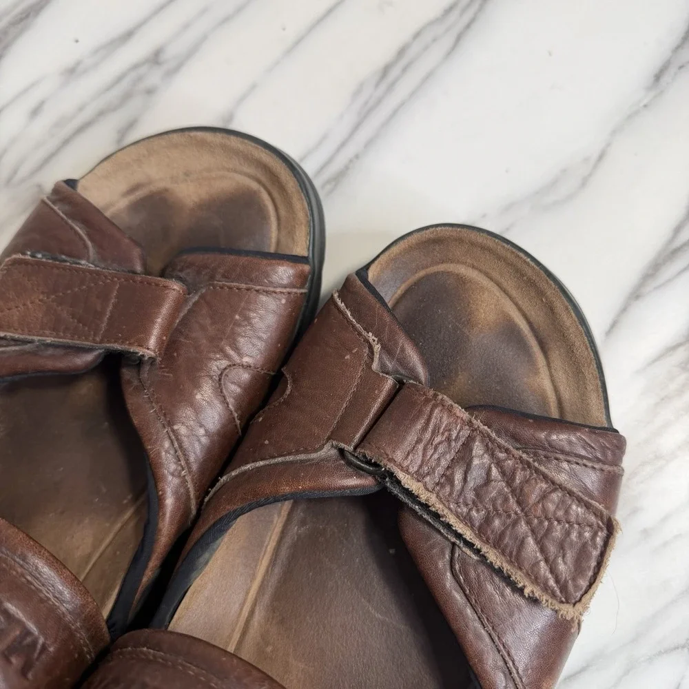 Mephisto Shark Fit Mens Sandals Size EU45/US11 Brown Leather Outdoors Flawed*